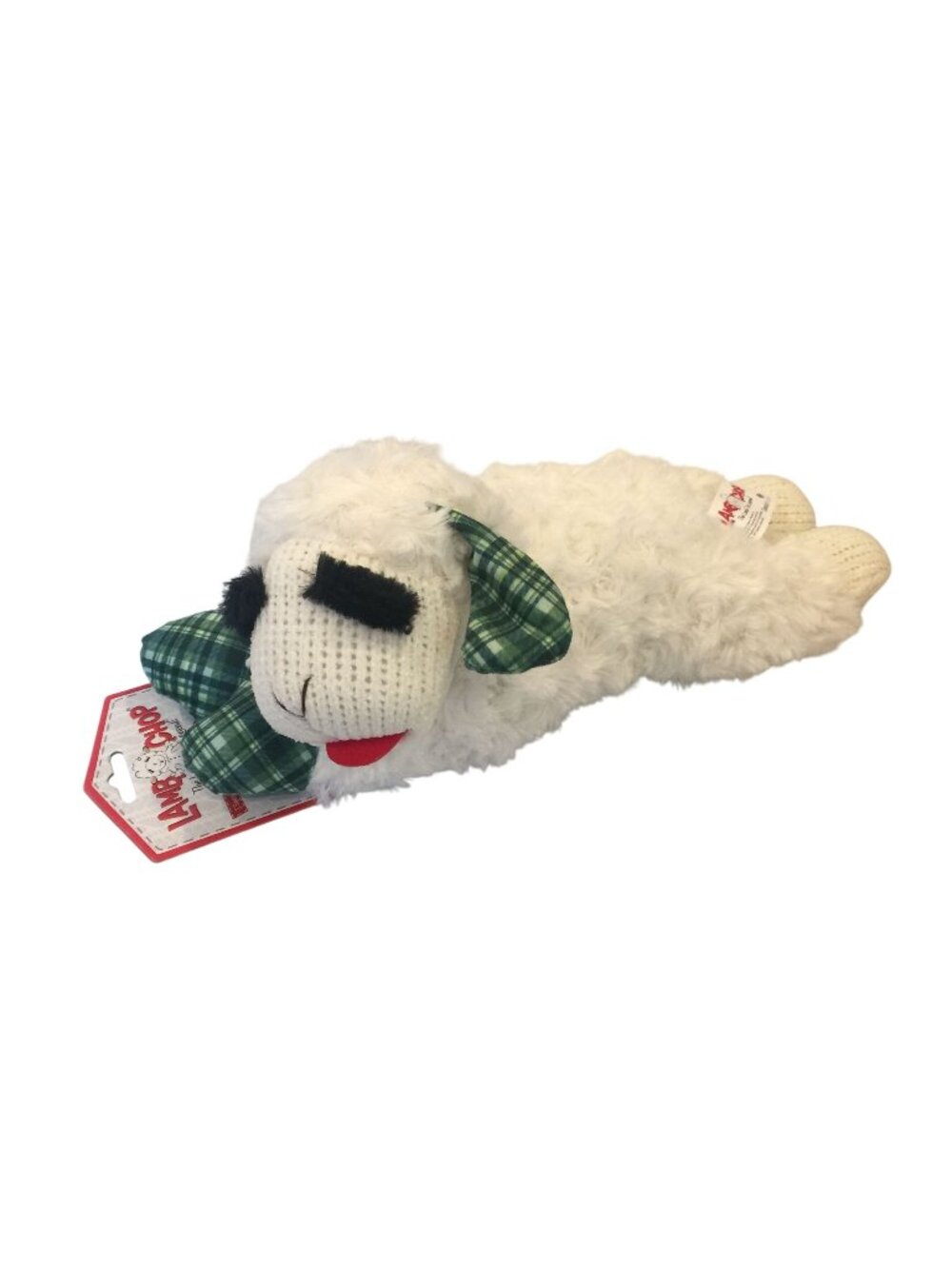 Lamb Chop St Patrick's Day Plaid Green Ears Front Paws 11" Plush Squeaky Dog Toy